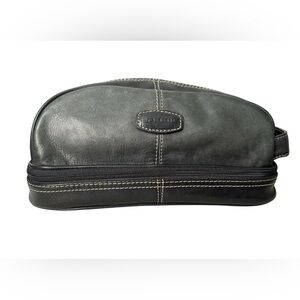 Fossil Men's Black Gray Leather Toiletry Bag EUC